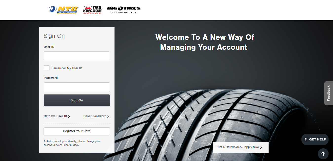NTB credit card Login Page